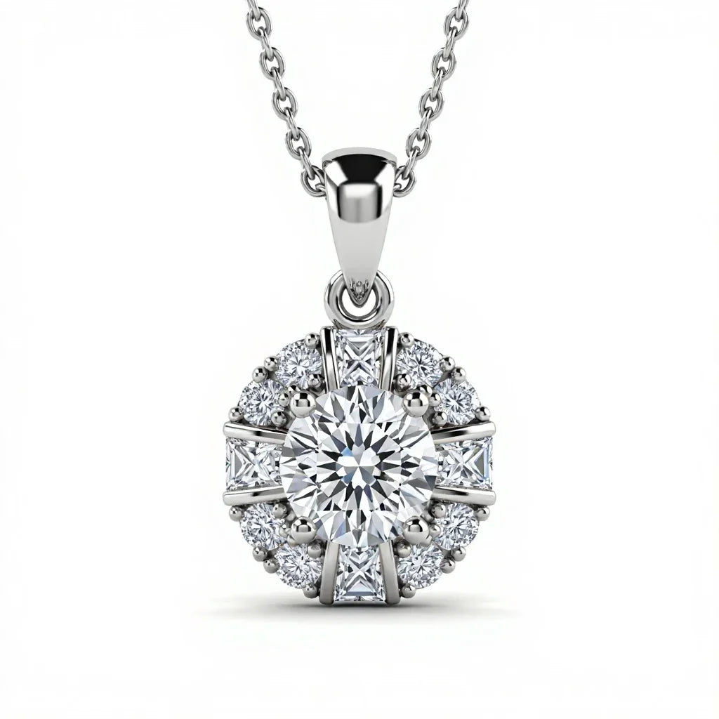 Keni Round Brilliant Cut Lab Diamond Solitaire Pendant in Yellow Gold, Rose Gold, and White Gold – JewelsLane