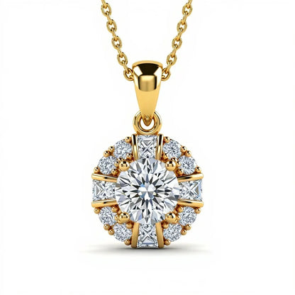 Keni Round Brilliant Cut Lab Diamond Solitaire Pendant in Yellow Gold, Rose Gold, and White Gold – JewelsLane