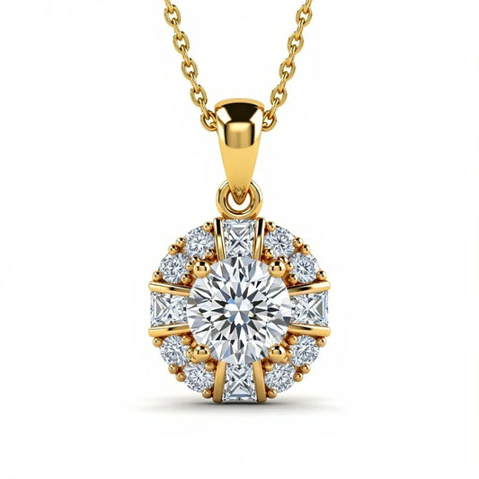 Keni Round Brilliant Cut Lab Diamond Solitaire Pendant in Yellow Gold, Rose Gold, and White Gold – JewelsLane