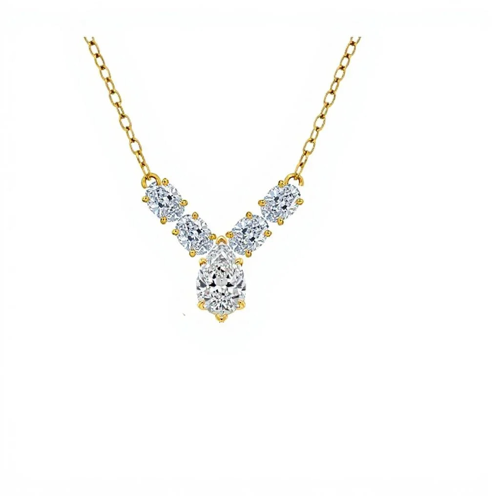 Kenna Pear Shape Lab Diamond Solitaire Pendant Necklace in Yellow Gold, Rose Gold, and White Gold – JewelsLane