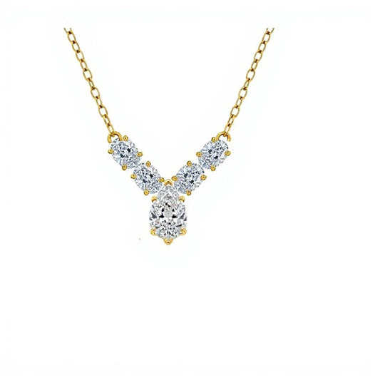 Kenna Pear Shape Lab Diamond Solitaire Pendant Necklace in Yellow Gold, Rose Gold, and White Gold – JewelsLane