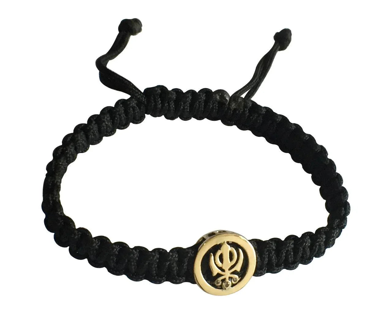 Khanda Gold Bracelet on Adjustable Thread - Jewelslane