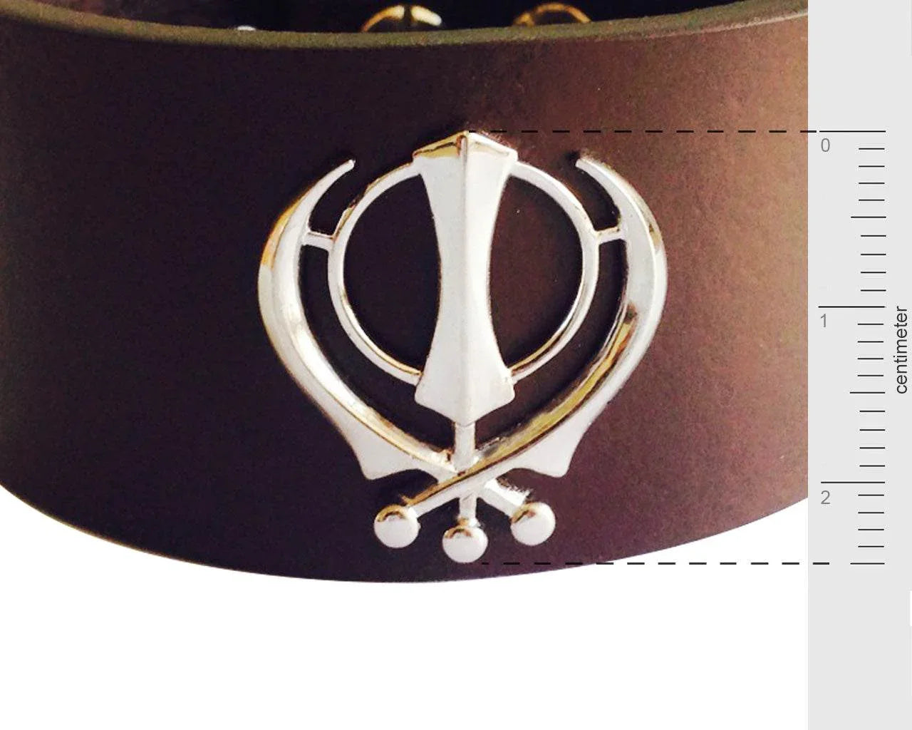 Khanda on wide Leather Band - Jewelslane