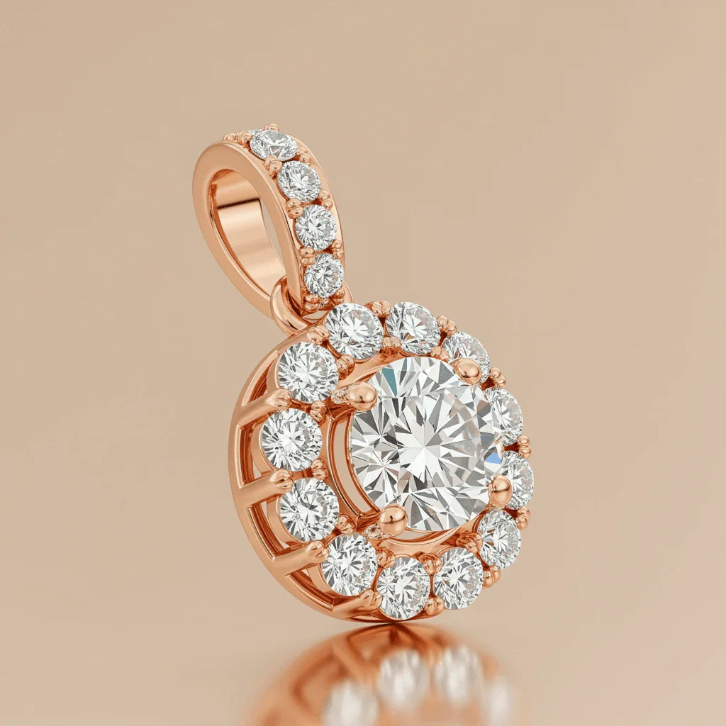 Kiara Round Brilliant Lab Grown Diamond Pendant In Gold - Jewelslane