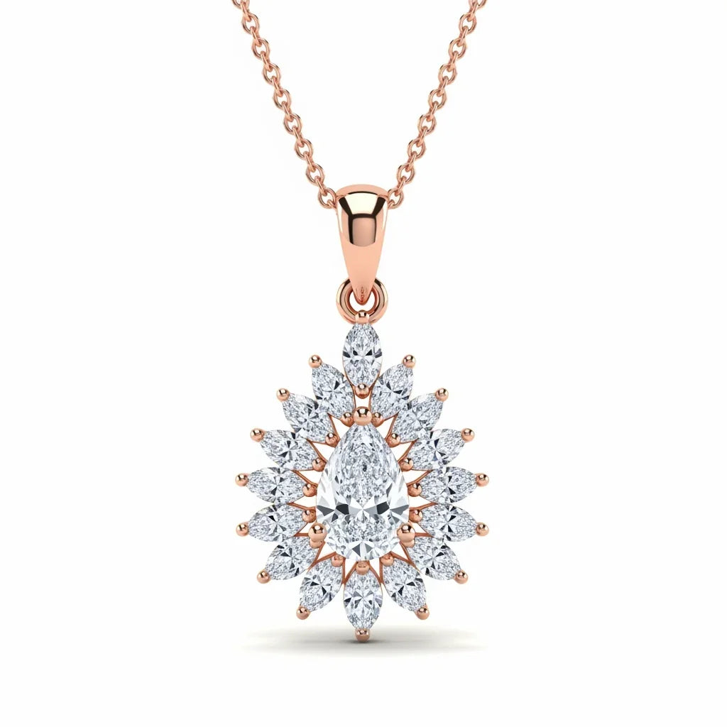 Kila Pear Shape Lab Diamond Solitaire Pendant in Yellow Gold, Rose Gold, and White Gold – JewelsLane