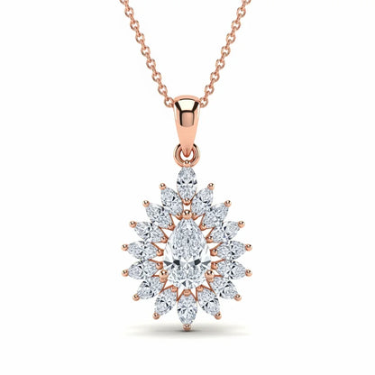 Kila Pear Shape Lab Diamond Solitaire Pendant in Yellow Gold, Rose Gold, and White Gold – JewelsLane