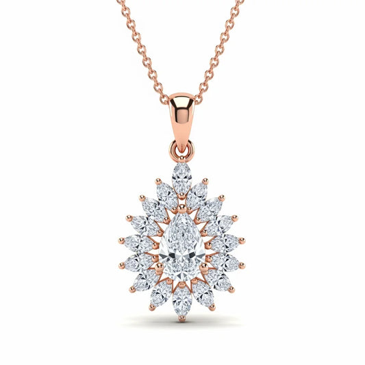 Kila Pear Shape Lab Diamond Solitaire Pendant in Yellow Gold, Rose Gold, and White Gold – JewelsLane