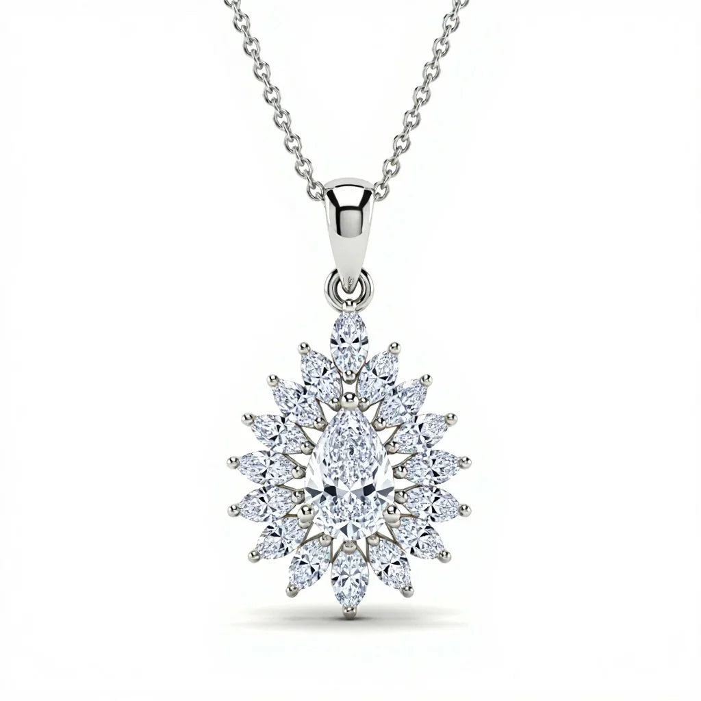 Kila Pear Shape Lab Diamond Solitaire Pendant in Yellow Gold, Rose Gold, and White Gold – JewelsLane