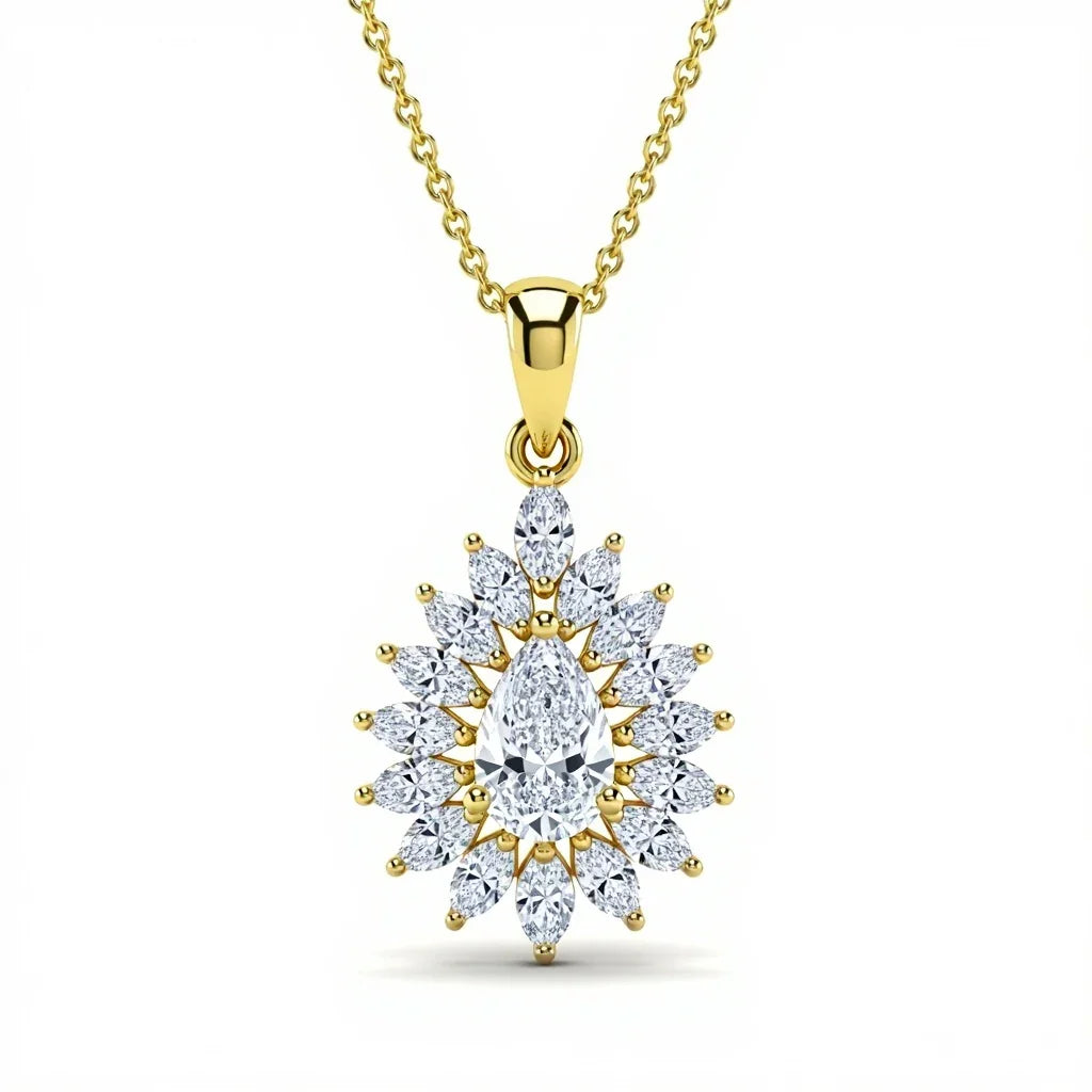 Kila Pear Shape Lab Diamond Solitaire Pendant in Yellow Gold, Rose Gold, and White Gold – JewelsLane