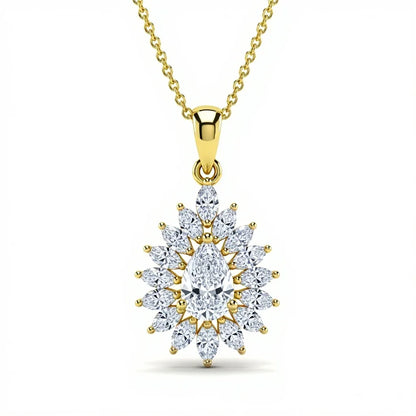 Kila Pear Shape Lab Diamond Solitaire Pendant in Yellow Gold, Rose Gold, and White Gold – JewelsLane