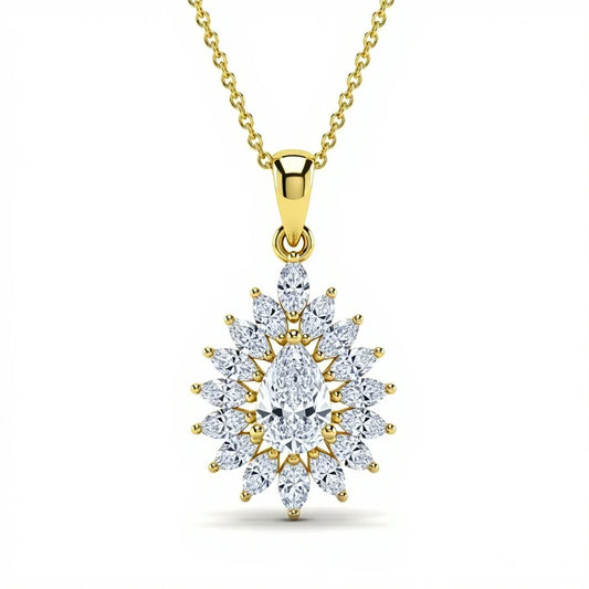 Kila Pear Shape Lab Diamond Solitaire Pendant in Yellow Gold, Rose Gold, and White Gold – JewelsLane