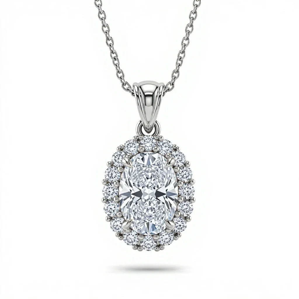 Kimi Oval Shape Lab Diamond Solitaire Pendant in Yellow Gold, Rose Gold, and White Gold – JewelsLane