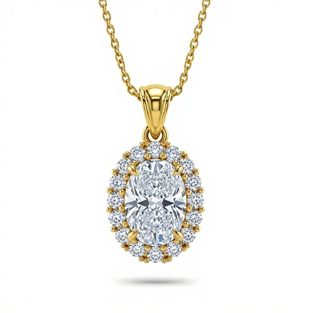 Kimi Oval Shape Lab Diamond Solitaire Pendant in Yellow Gold, Rose Gold, and White Gold – JewelsLane