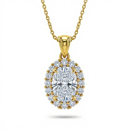 Kimi Oval Shape Lab Diamond Solitaire Pendant in Yellow Gold, Rose Gold, and White Gold – JewelsLane