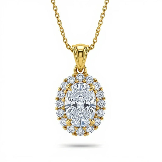 Kimi Oval Shape Lab Diamond Solitaire Pendant in Yellow Gold, Rose Gold, and White Gold – JewelsLane