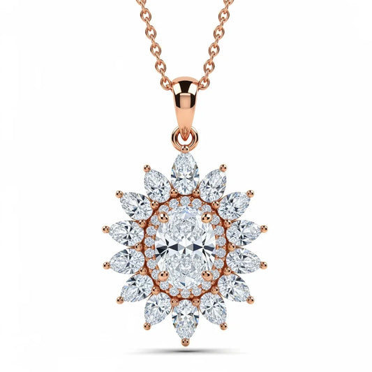 Kinzy Oval Shape Diamond Solitaire Pendant in Yellow Gold, Rose Gold, and White Gold – JewelsLane
