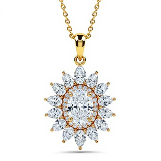 Kinzy Oval Shape Diamond Solitaire Pendant in Yellow Gold, Rose Gold, and White Gold – JewelsLane