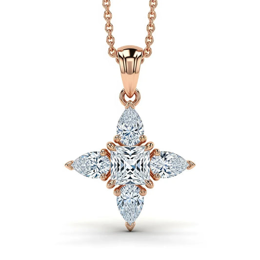 Kio Princess Cut Lab Diamond Solitaire Pendant in Yellow Gold, Rose Gold, and White Gold – JewelsLane