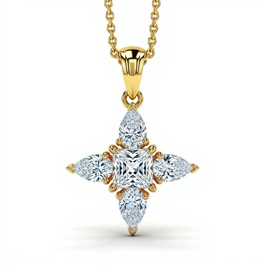 Kio Princess Cut Lab Diamond Solitaire Pendant in Yellow Gold, Rose Gold, and White Gold – JewelsLane
