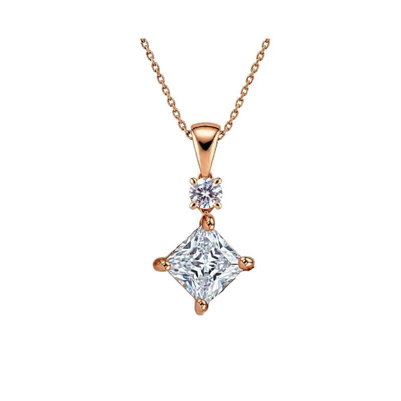 Kira Princess Cut Lab Diamond Pendant - Jewelslane