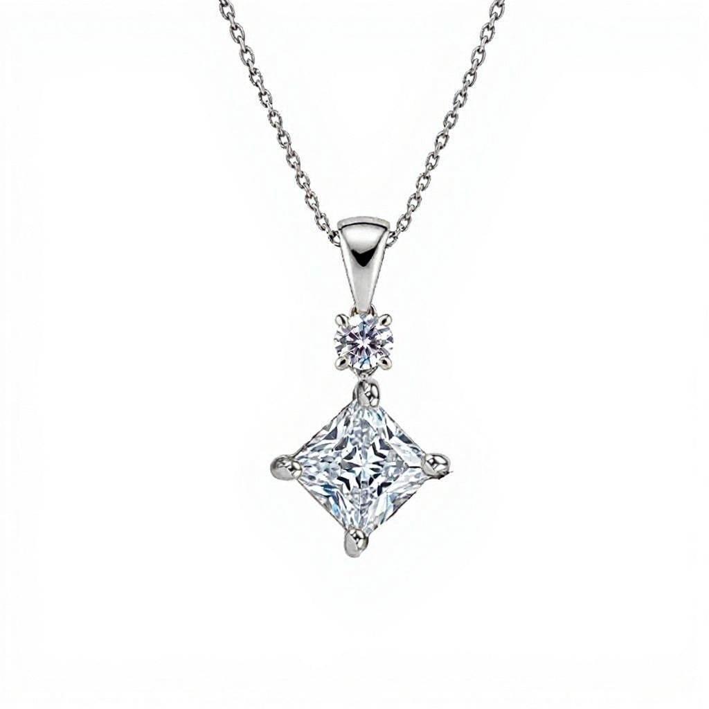 Kira Princess Cut Lab Diamond Pendant - Jewelslane
