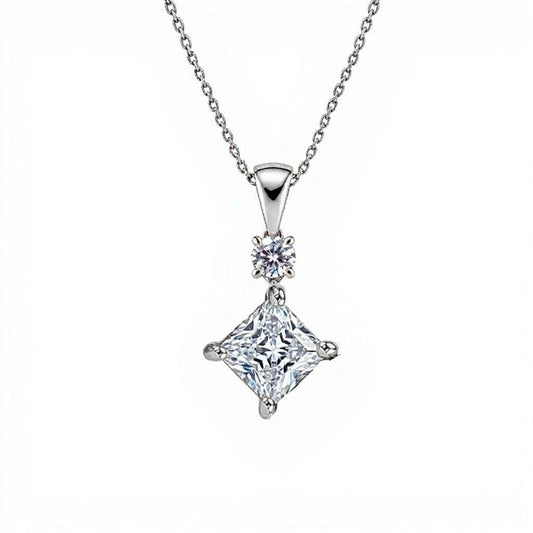 Kira Princess Cut Lab Diamond Pendant - Jewelslane
