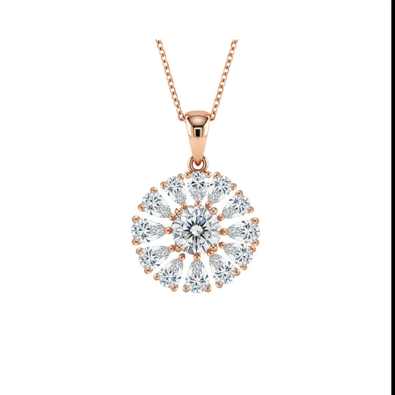 Kiyo Round Brilliant Cut Lab Diamond Solitaire Pendant in Yellow Gold, Rose Gold, and White Gold – JewelsLane