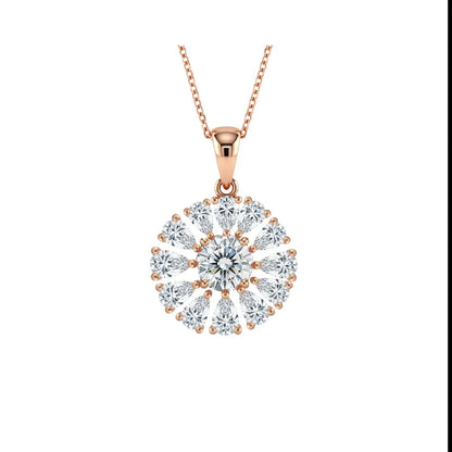 Kiyo Round Brilliant Cut Lab Diamond Solitaire Pendant in Yellow Gold, Rose Gold, and White Gold – JewelsLane
