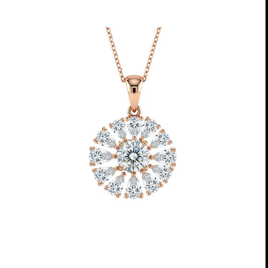 Kiyo Round Brilliant Cut Lab Diamond Solitaire Pendant in Yellow Gold, Rose Gold, and White Gold – JewelsLane