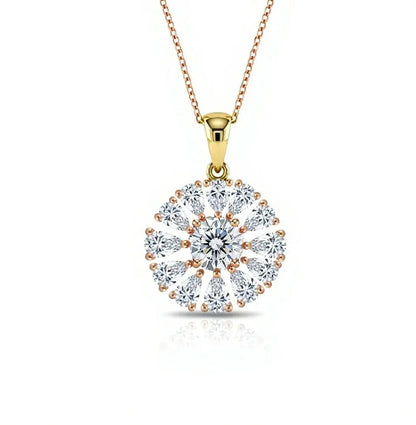 Kiyo Round Brilliant Cut Lab Diamond Solitaire Pendant in Yellow Gold, Rose Gold, and White Gold – JewelsLane