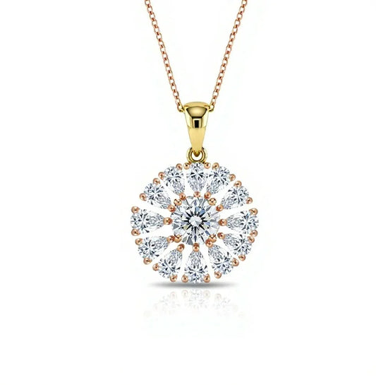 Kiyo Round Brilliant Cut Lab Diamond Solitaire Pendant in Yellow Gold, Rose Gold, and White Gold – JewelsLane