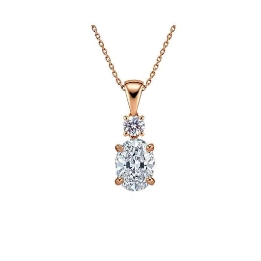 Kora Oval Shape Lab Diamond solitaire Pendant - Jewelslane