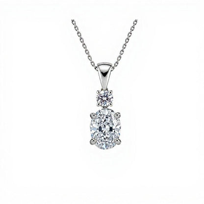 Kora Oval Shape Lab Diamond solitaire Pendant - Jewelslane