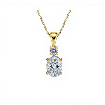 Kora Oval Shape Lab Diamond solitaire Pendant - Jewelslane
