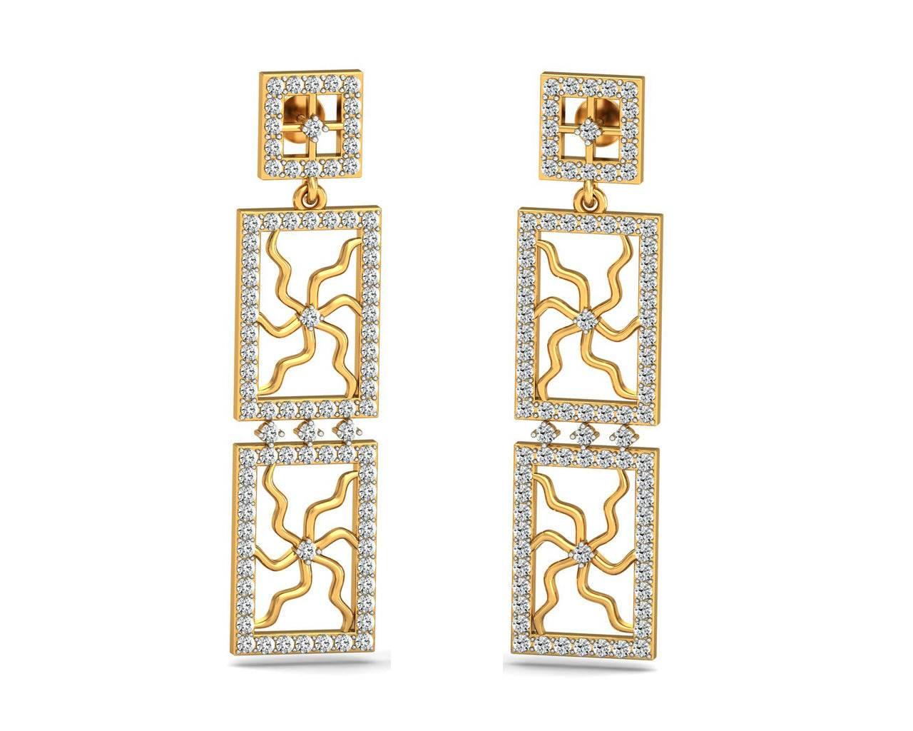 Kriti Long Diamond Earrings - Jewelslane