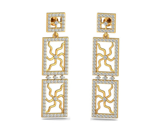 Kriti Long Diamond Earrings - Jewelslane