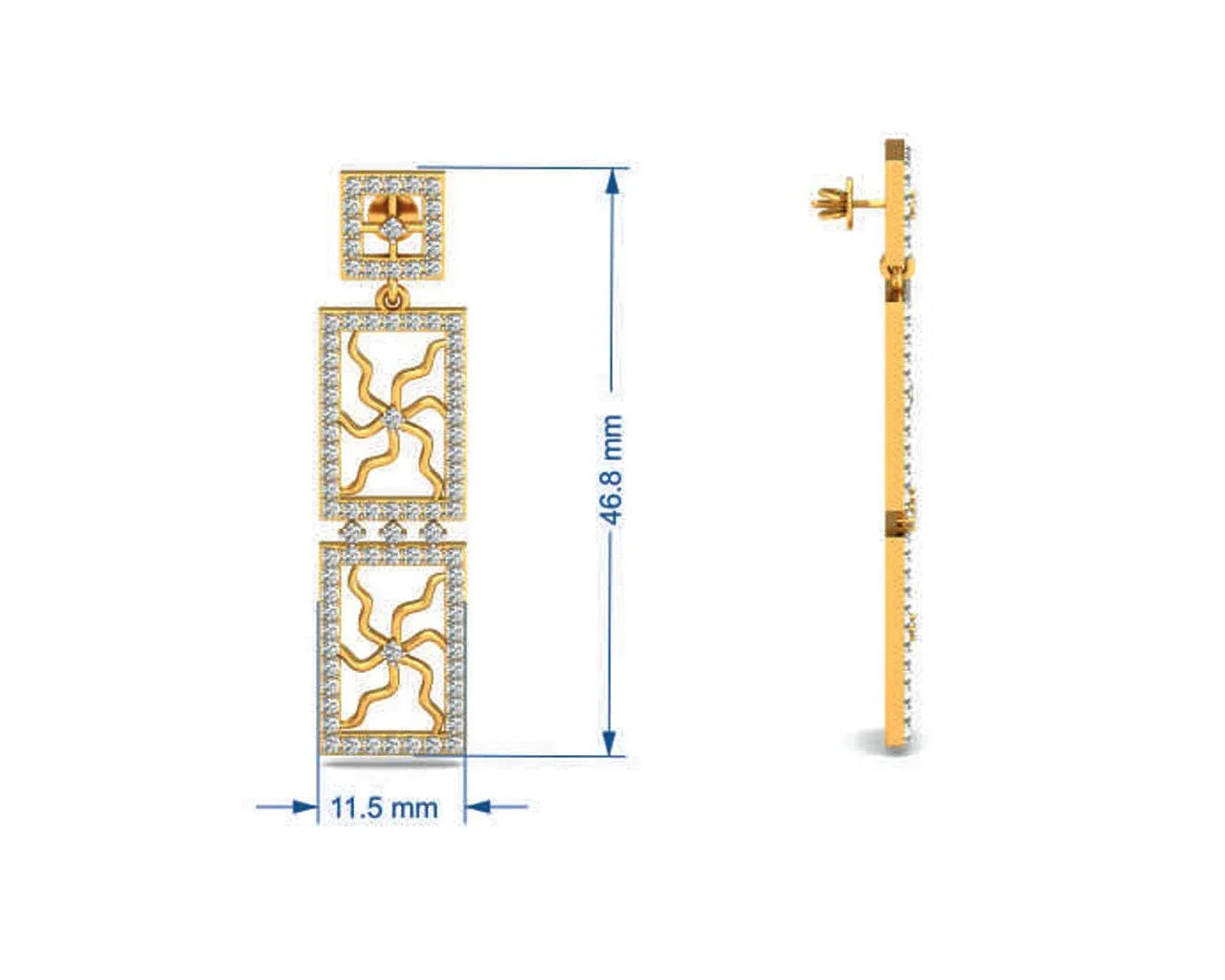 Kriti Long Diamond Earrings - Jewelslane