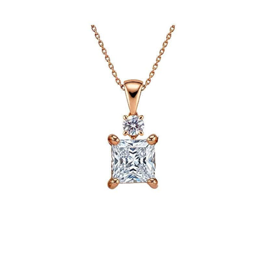 Kyla Princess Cut Lab Grown Diamond Solitaire Pendant - Jewelslane