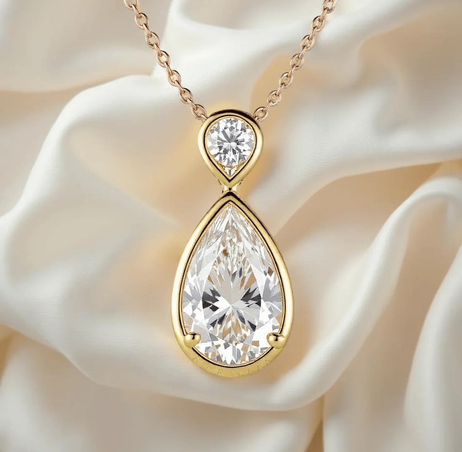 Laina Pear Shape Lab Diamond Pendant Necklace - Jewelslane