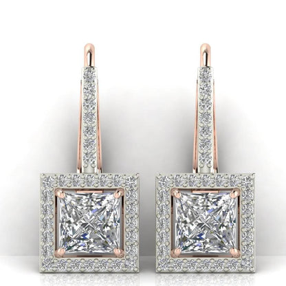 Laira Lab Grown Princess Cut solitaire diamond earrings in gold - Jewelslane