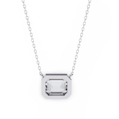 Lana Emerald Cut Lab Grown Diamond Solitaire Pendant on gold chain - Jewelslane