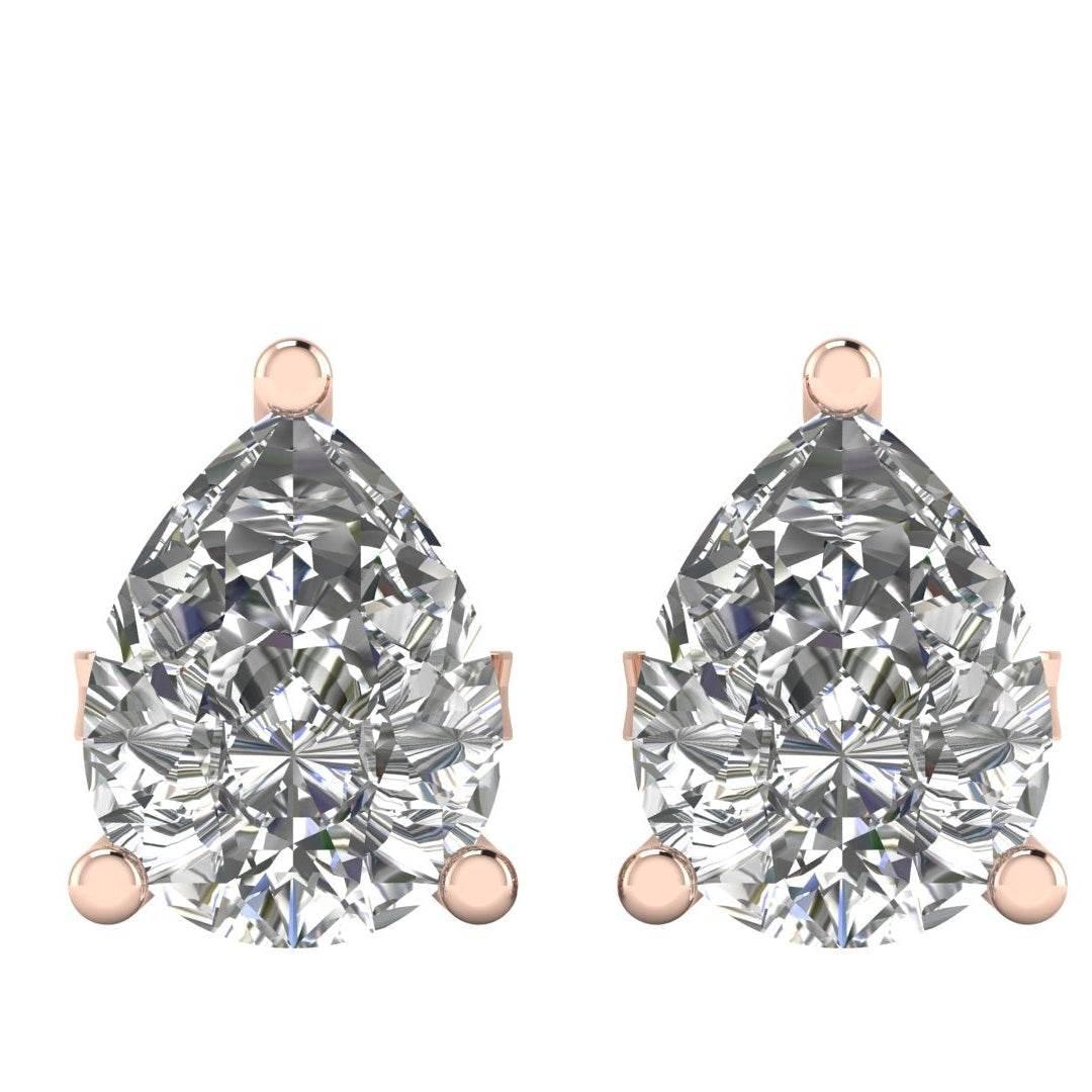 Lana Pear Shape Lab Grown Diamond Solitaire Earrings in Gold - Jewelslane