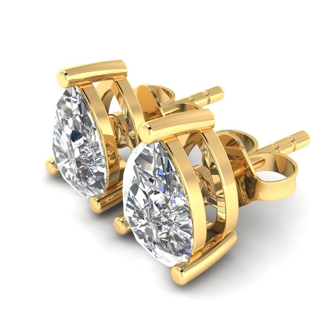 Lana Pear Shape Lab Grown Diamond Solitaire Earrings in Gold - Jewelslane