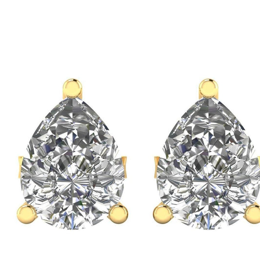 Lana Pear Shape Lab Grown Diamond Solitaire Earrings in Gold - Jewelslane