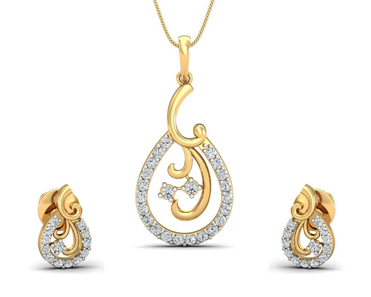 Lani Diamond Earrings Pendant set - Jewelslane