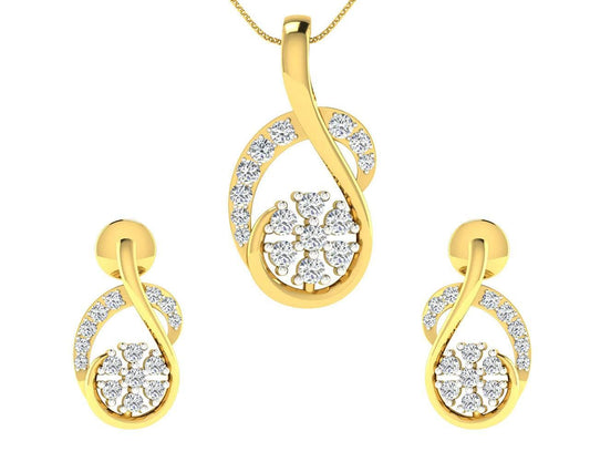 Leba Diamond Pendant & Earrings Set in Gold Primary Image