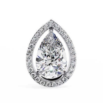 Leena Pear Shape Lab Grown Diamond Solitaire Earrings with diamond Halo in Gold  Additional Image 7