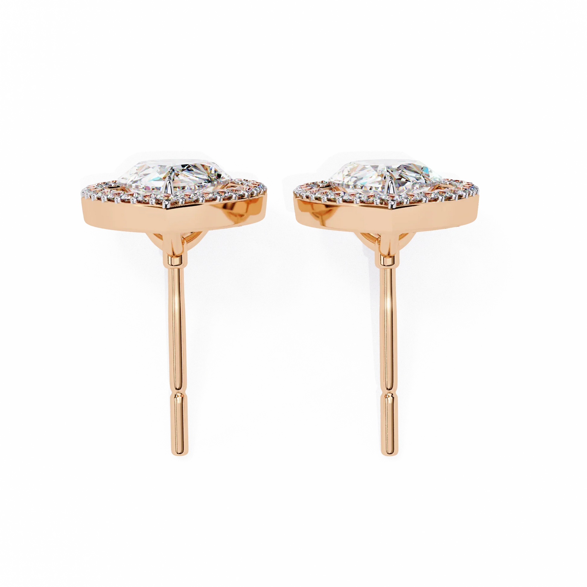 Leena Pear Shape Lab Grown Diamond Solitaire Earrings with diamond Halo in Gold  Additional Image 10