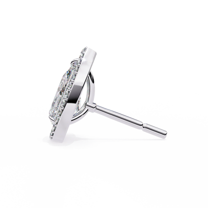 Leena Pear Shape Lab Grown Diamond Solitaire Earrings with diamond Halo in Gold  Additional Image 8