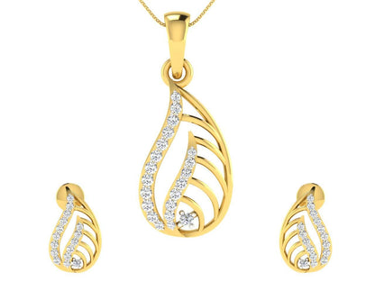 Leza Diamond Pendant & Earrings Set - Jewelslane